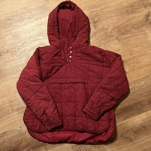Women's Quilted Hooded Jacket - Red